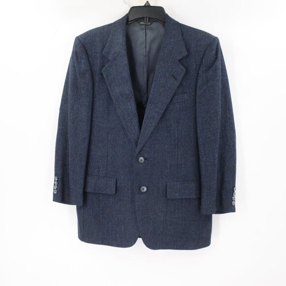 Vintage lanvin paris sport coat men's 40 hopsack notch lapel blue green jacket - Picture 2 of 15